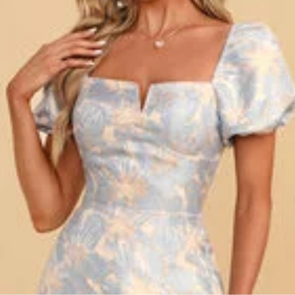 JJs House Blue Sheath Midi Dress with Slit